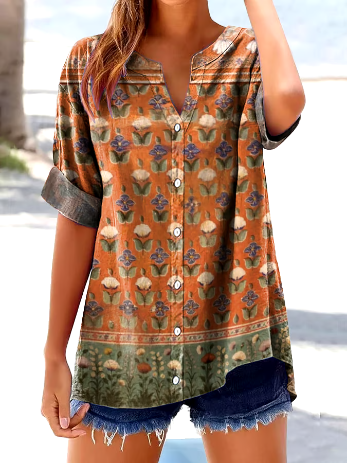 ?Buy 3 get 12% off丨Women's Casual Retro Floral Print Shirt