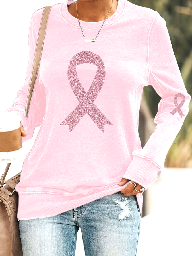 ?Buy 3 get 12% off丨Women's Breast Cancer Awareness Print Casual Sweatshirt