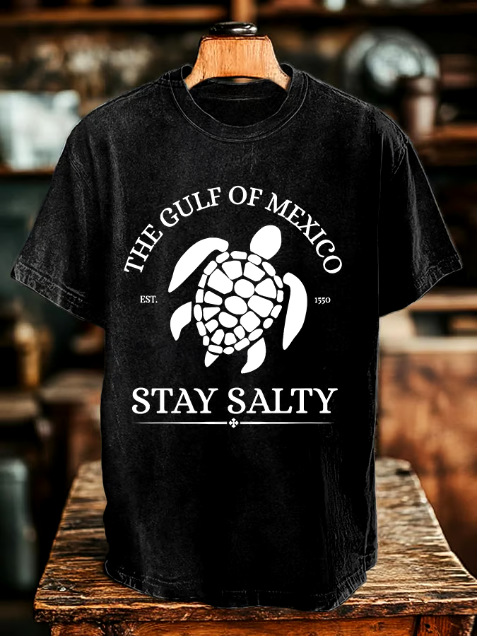 ?Buy 3 get 12% off丨Men's Gulf Of Mexico Printed Round Neck T-Shirt