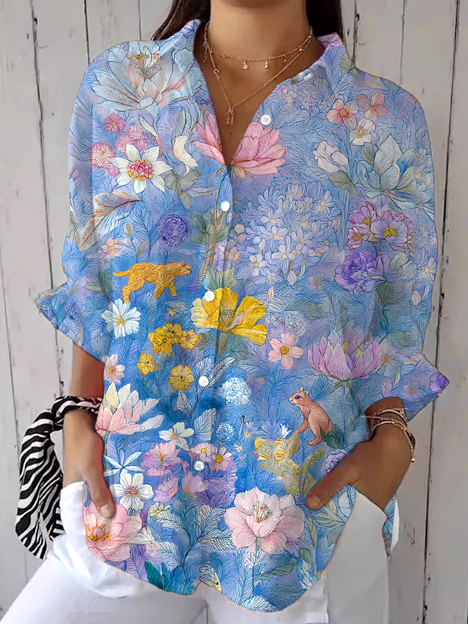 ?Buy 3 get 12% off丨Women's Casual Floral Animal Print Shirt