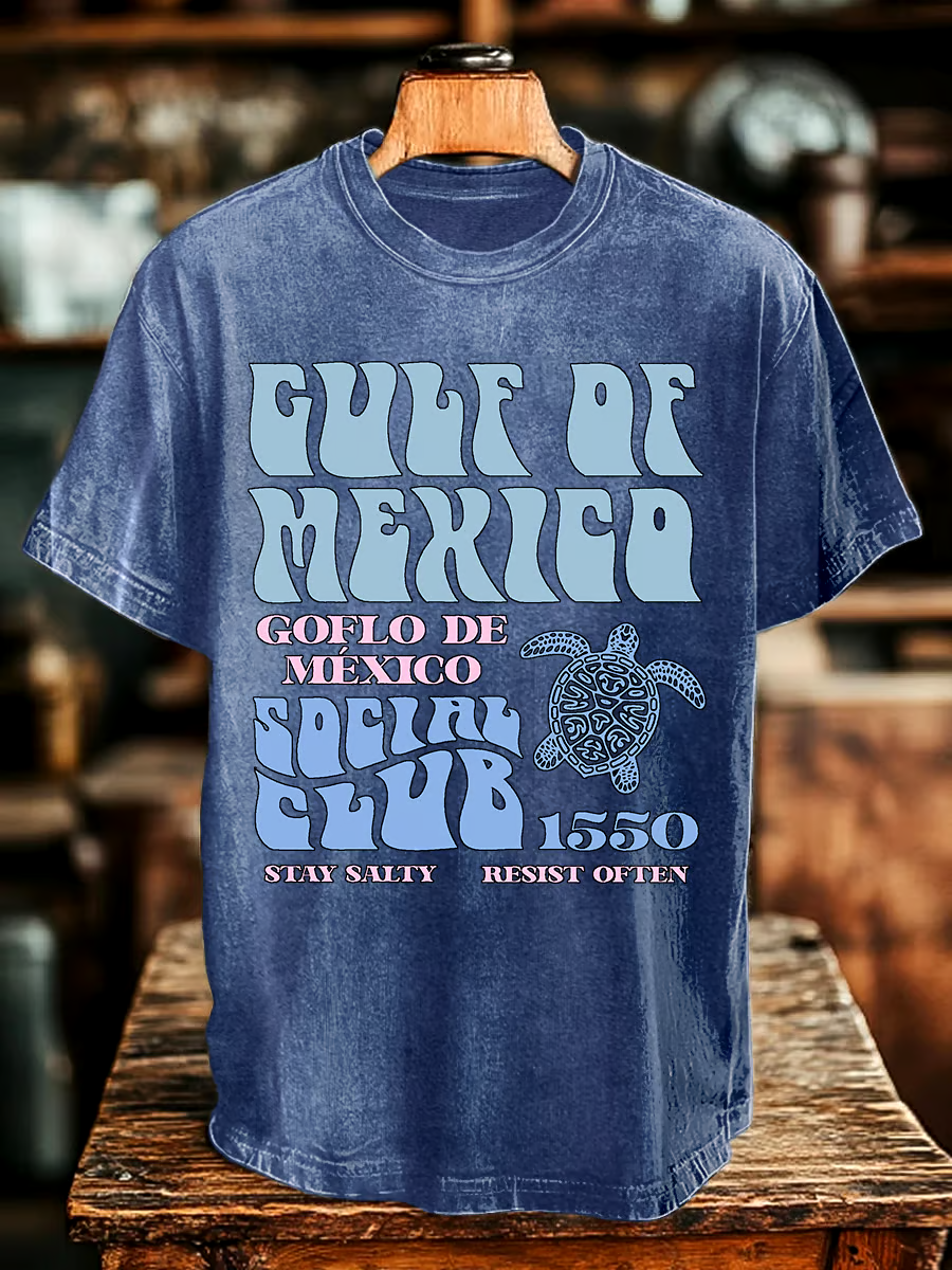 ?Buy 3 get 12% off丨Men's Gulf Of Mexico Printed Round Neck T-Shirt