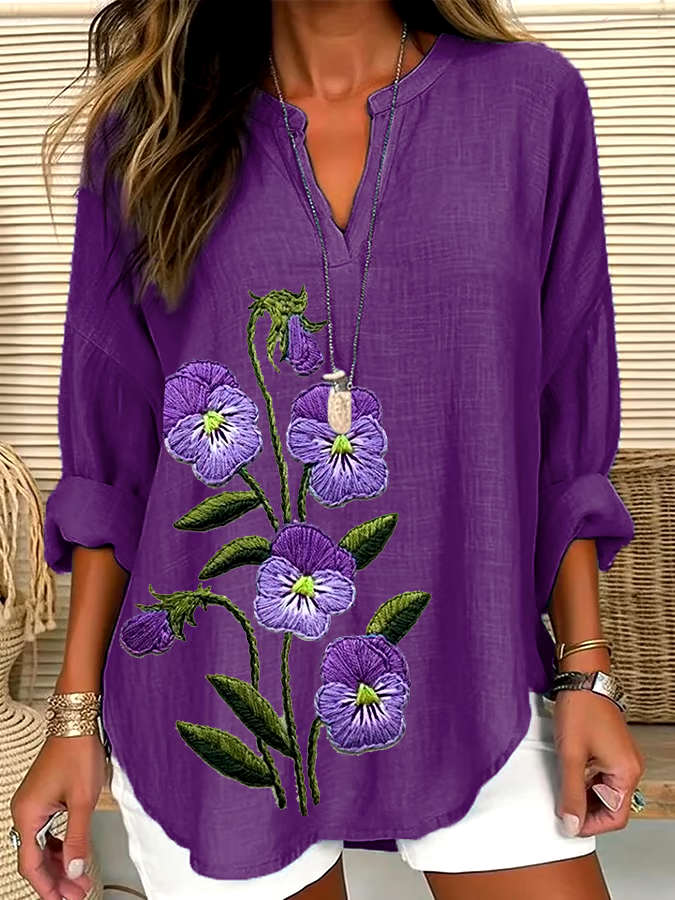 ?Buy 3 get 12% off丨Women's Purple Flower Alzheimer's Awareness Support Shirt