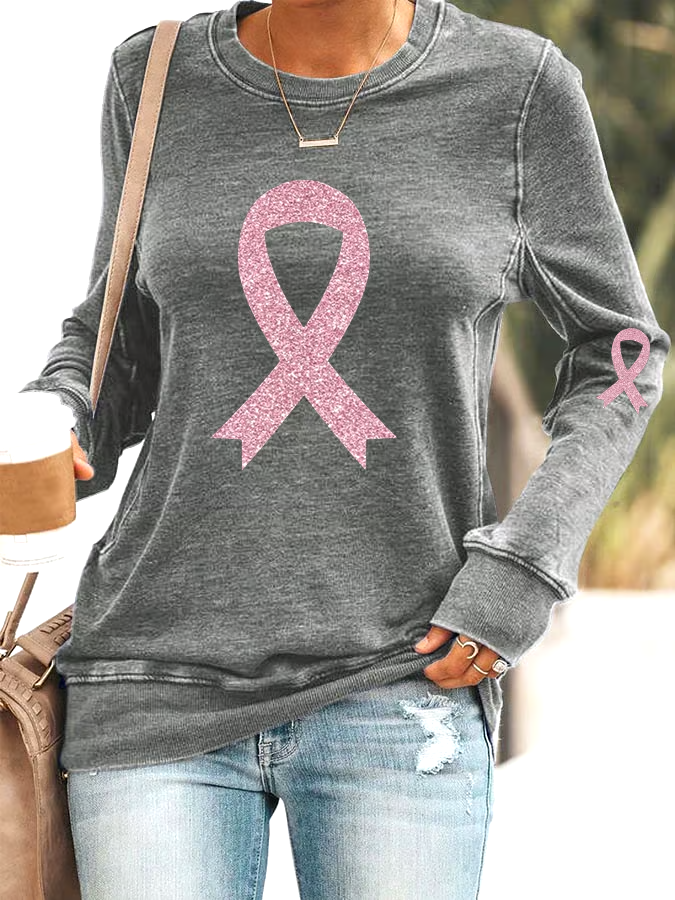 ?Buy 3 get 12% off丨Women's Breast Cancer Awareness Print Casual Sweatshirt