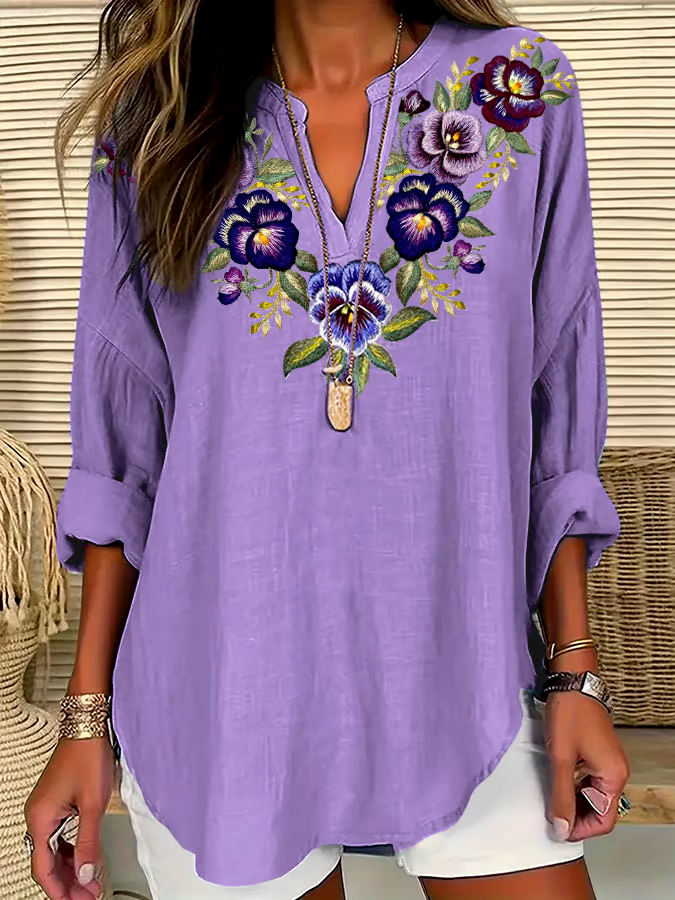 ?Buy 3 get 12% off丨Women's Alzheimer's Purple Floral Casual Shirt