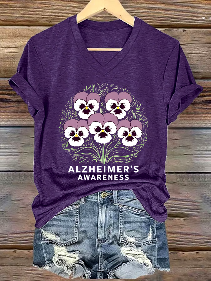 ?Buy 3 get 12% off丨Women's Alzheimer's Awareness Print Short Sleeve T-Shirt