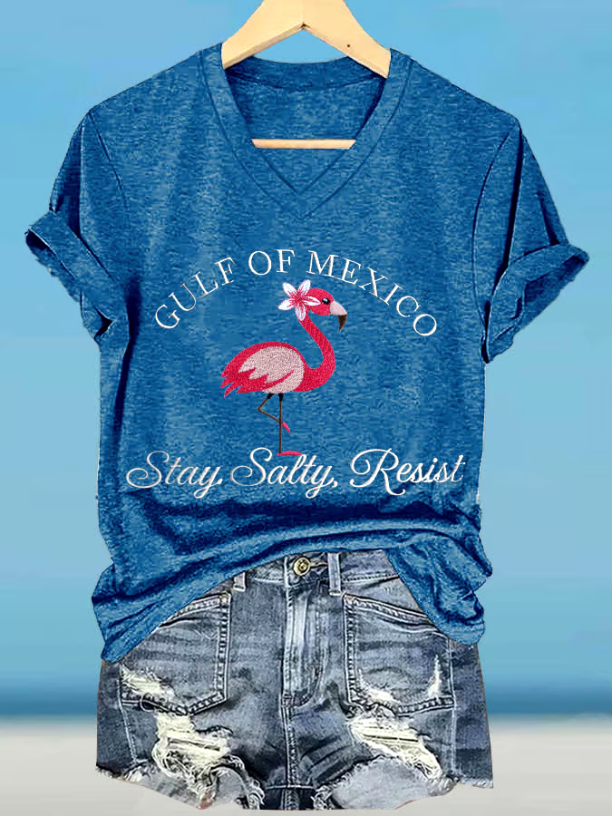 ?Buy 3 get 12% off丨Women's Gulf Of Mexico Printed V Neck T-Shirt