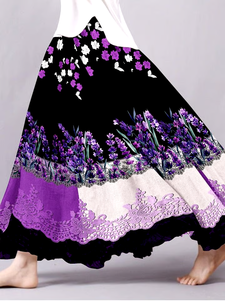 ?Buy 3 get 12% off丨Women's Purple Floral Art Print Skirt