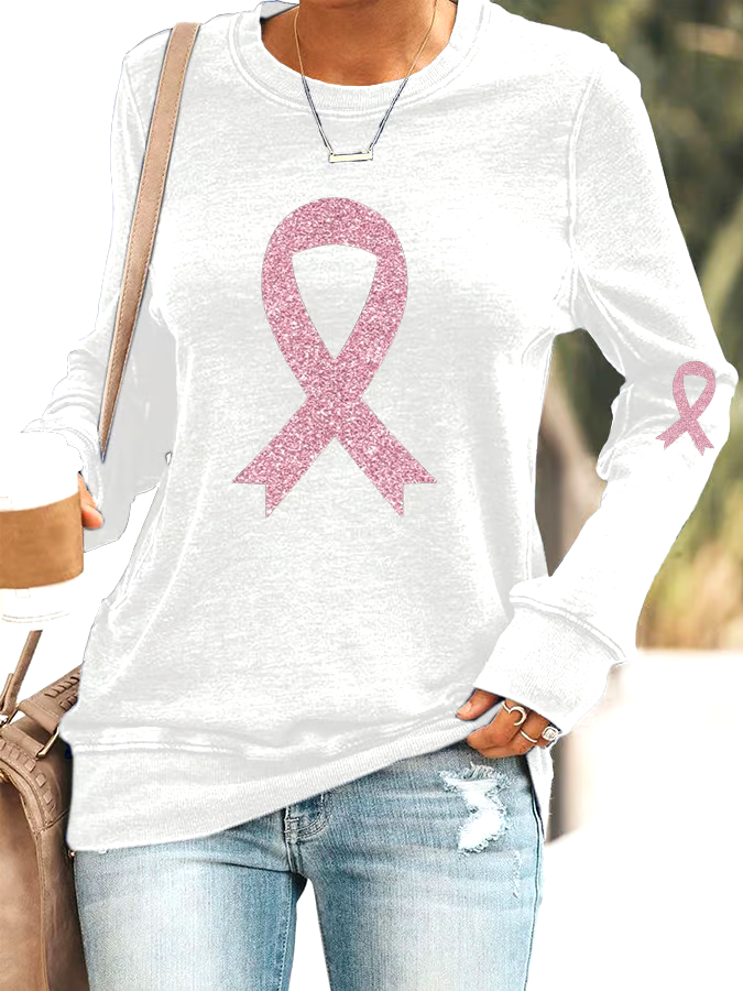 ?Buy 3 get 12% off丨Women's Breast Cancer Awareness Print Casual Sweatshirt