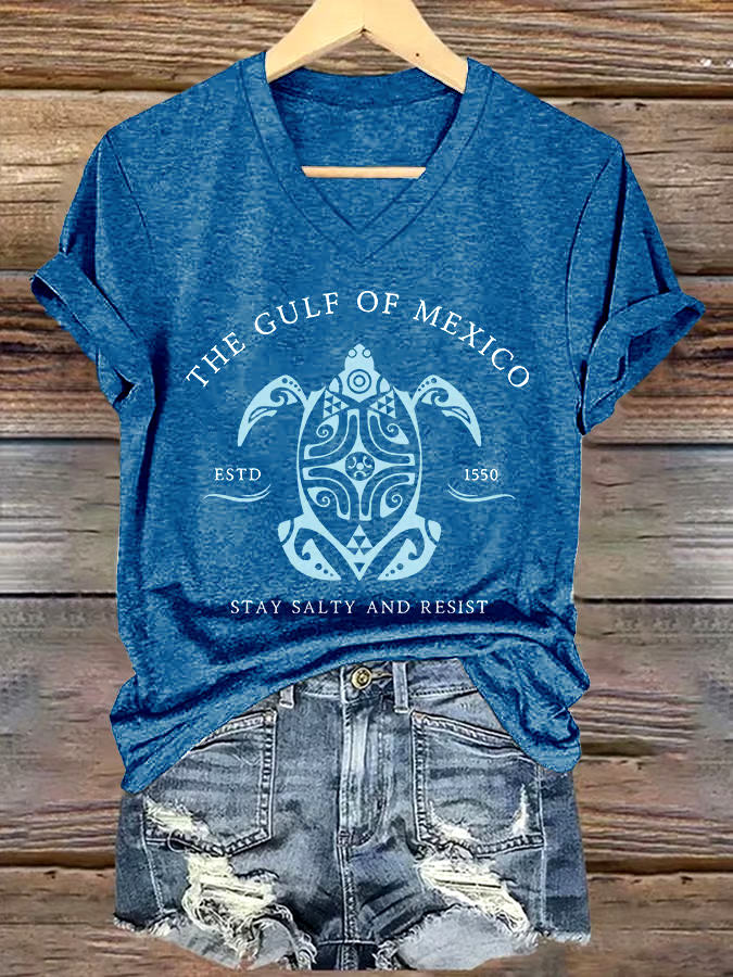 ?Buy 3 get 12% off丨Women's Gulf Of Mexico Printed V Neck T-Shirt