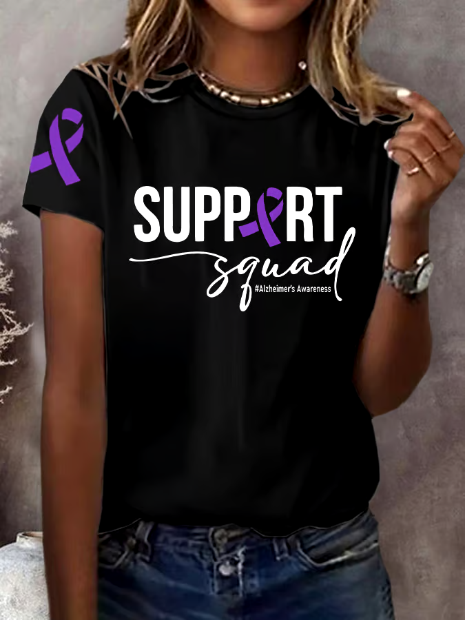 ?Buy 3 get 12% off丨Women's Support Squad Alzheimer's Printed Short-Sleeved T-Shirt