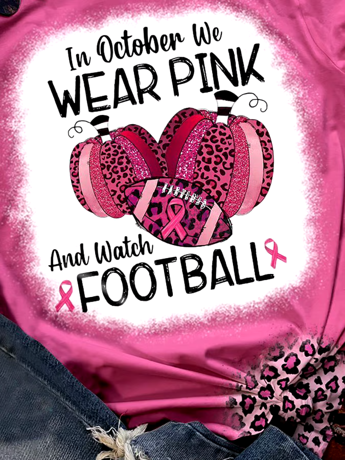 ?Buy 3 get 12% off丨In October We Wear Pink And Watch Football Leopard Print T-Shirt