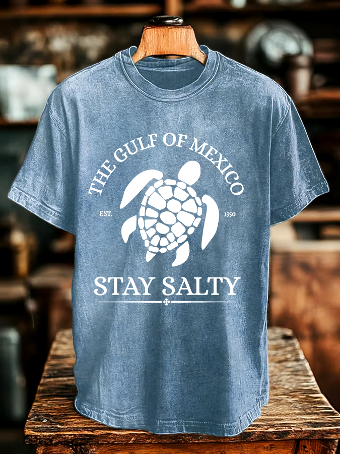 ?Buy 3 get 12% off丨Men's Gulf Of Mexico Printed Round Neck T-Shirt