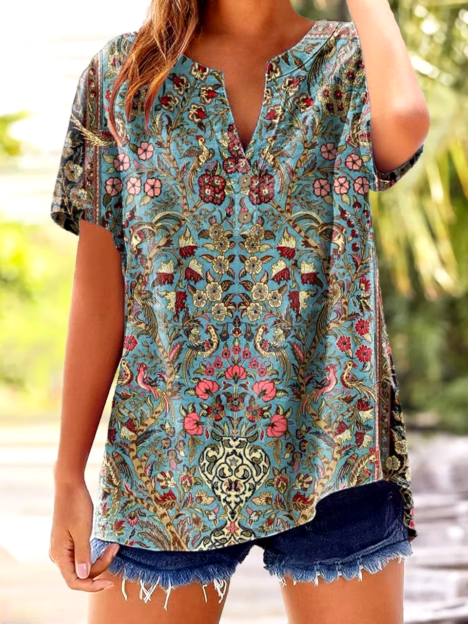 ?Buy 3 get 12% off丨Women's Casual Retro Pattern Printed Cotton And Linen Shirt