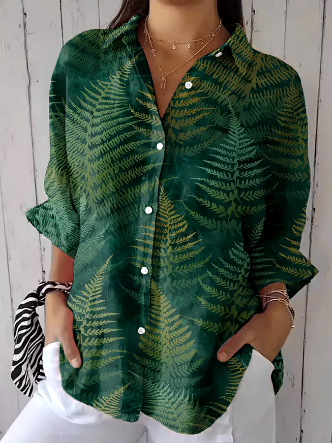 ?Buy 3 get 12% off丨Women's Forest Floral Print Casual Lapel Shirt丨?100% natural cotton