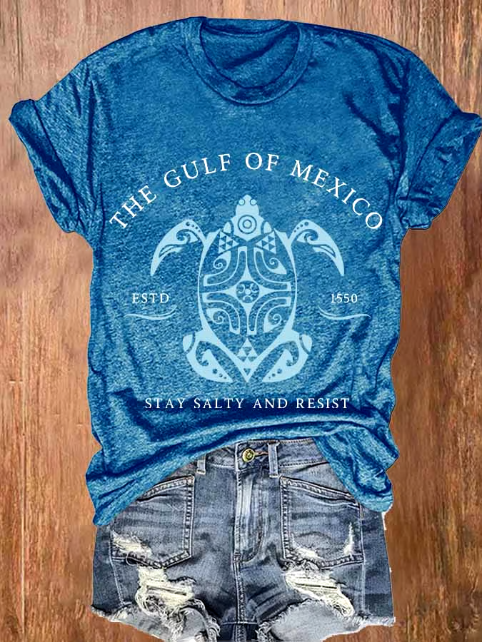 ?Buy 3 get 12% off丨Women's Gulf Of Mexico Print Round Neck T-Shirt