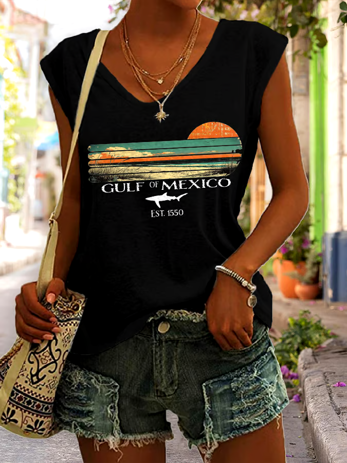 ?Buy 3 get 12% off丨Women's Gulf Of Mexico Print Tank Top