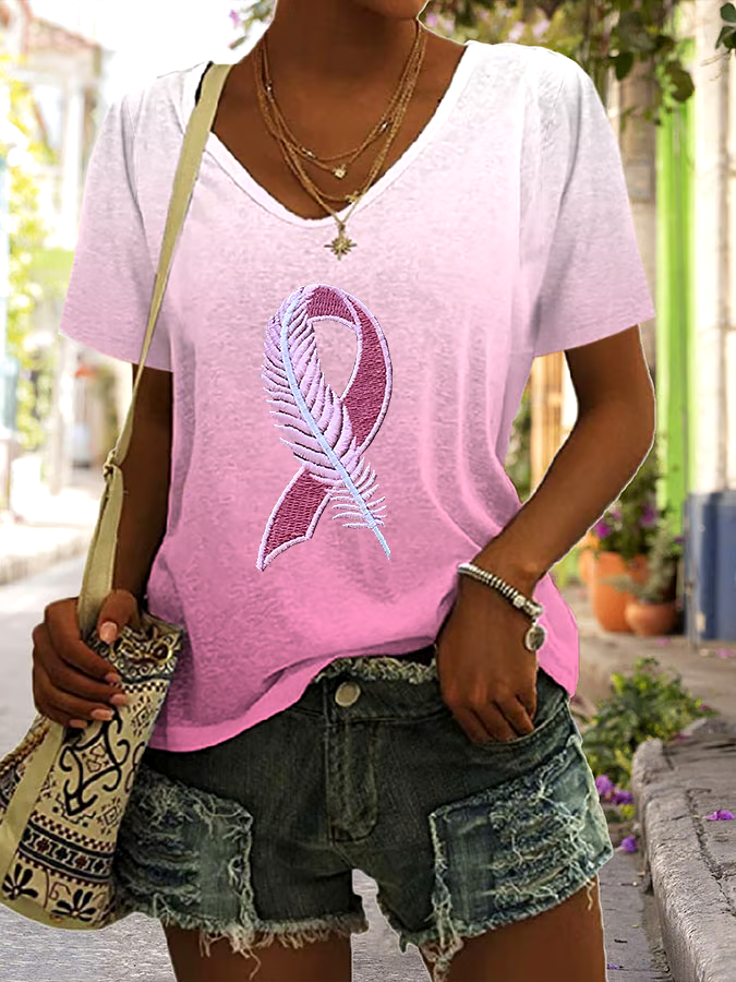 ?Buy 3 get 12% off丨Women'S Casual Breast Cancer Awareness Ribbon Short-Sleeved T-Shirt