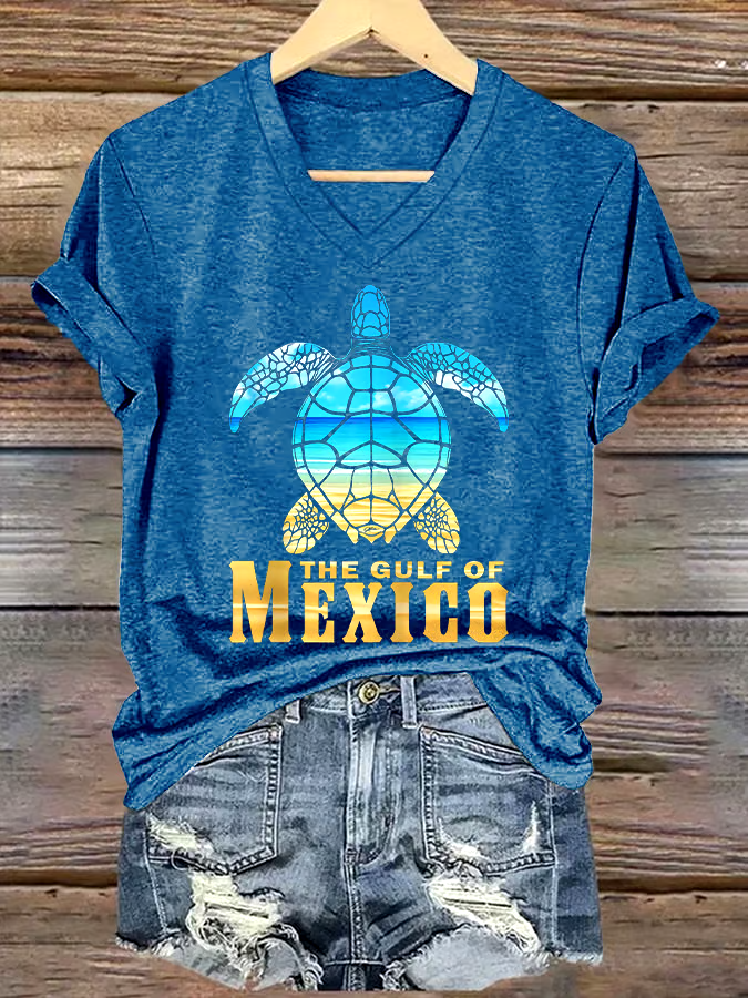 ?Buy 3 get 12% off丨Women's Gulf Of Mexico Printed V Neck T-shirt