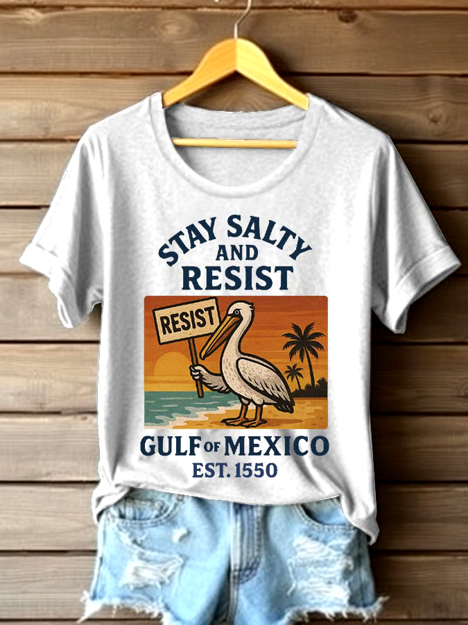 ?Buy 3 get 12% off丨Women's Gulf Of Mexico Printed Round Neck T-shirt