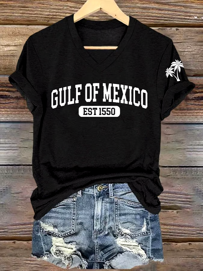 ?Buy 3 get 12% off丨Women's Gulf Of Mexico Printed V Neck T-Shirt