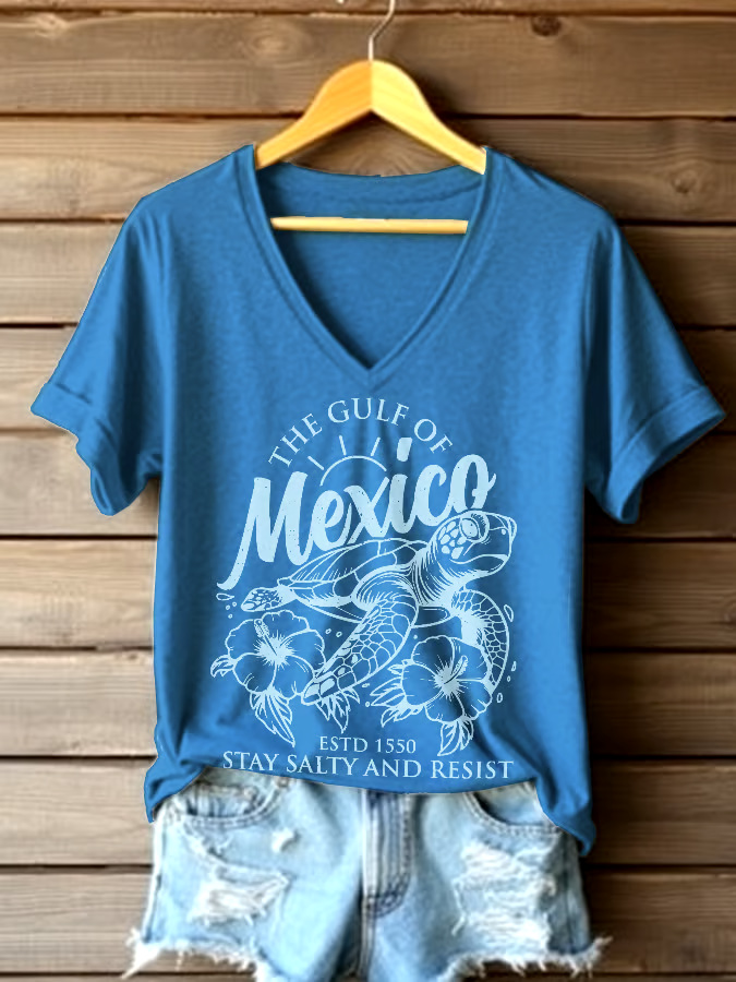 ?Buy 3 get 12% off丨Women's Gulf Of Mexico Printed V Neck T-shirt