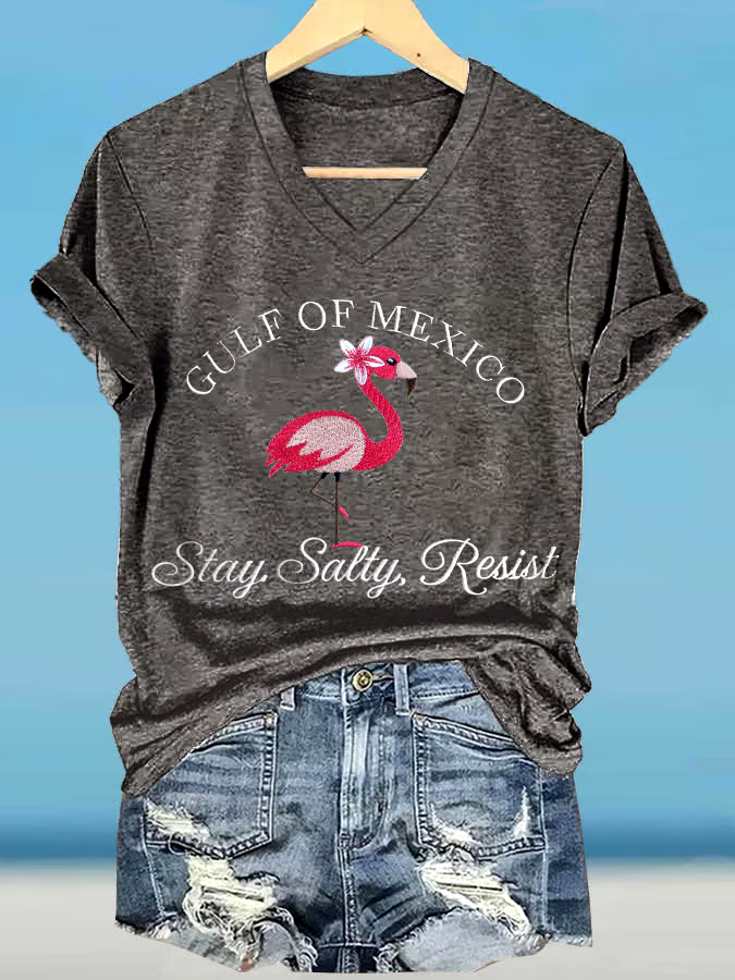 ?Buy 3 get 12% off丨Women's Gulf Of Mexico Printed V Neck T-Shirt