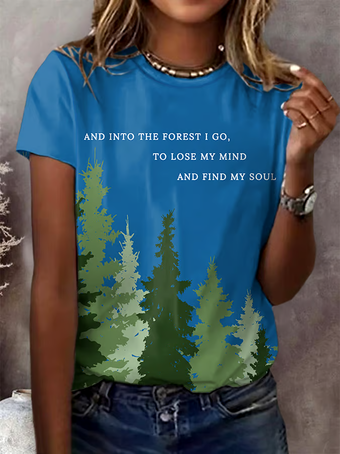 ?Buy 3 get 12% off丨Women's National Park Conservation Print Crew Neck T-Shirt
