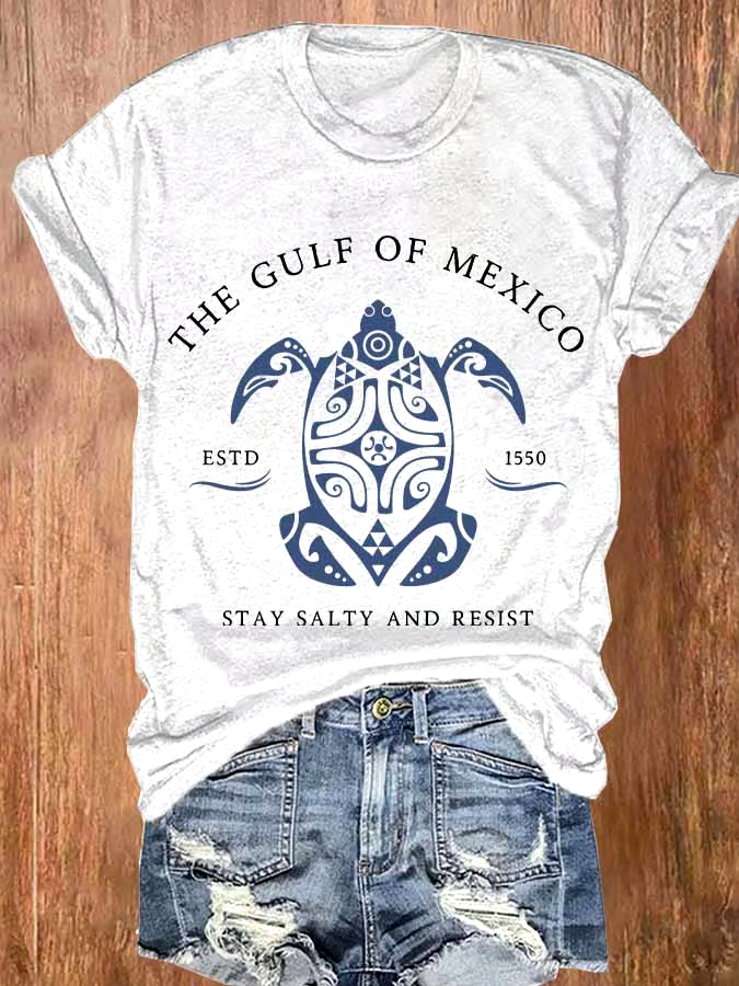 ?Buy 3 get 12% off丨Women's Gulf Of Mexico Print Round Neck T-Shirt