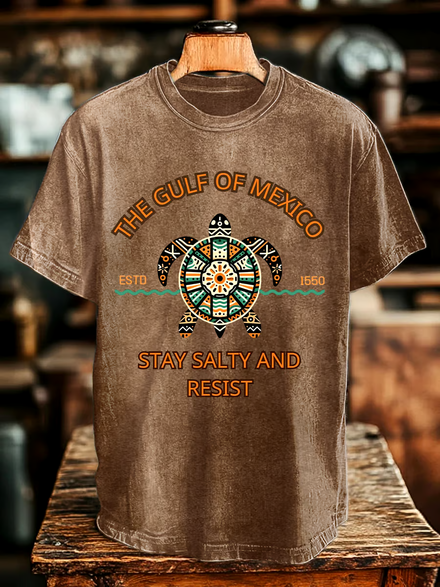 ?Buy 3 get 12% off丨Men's Gulf Of Mexico Printed Round Neck T-Shirt