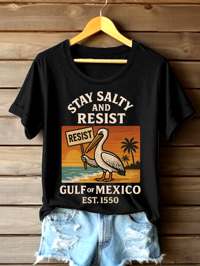 ?Buy 3 get 12% off丨Women's Gulf Of Mexico Printed Round Neck T-shirt