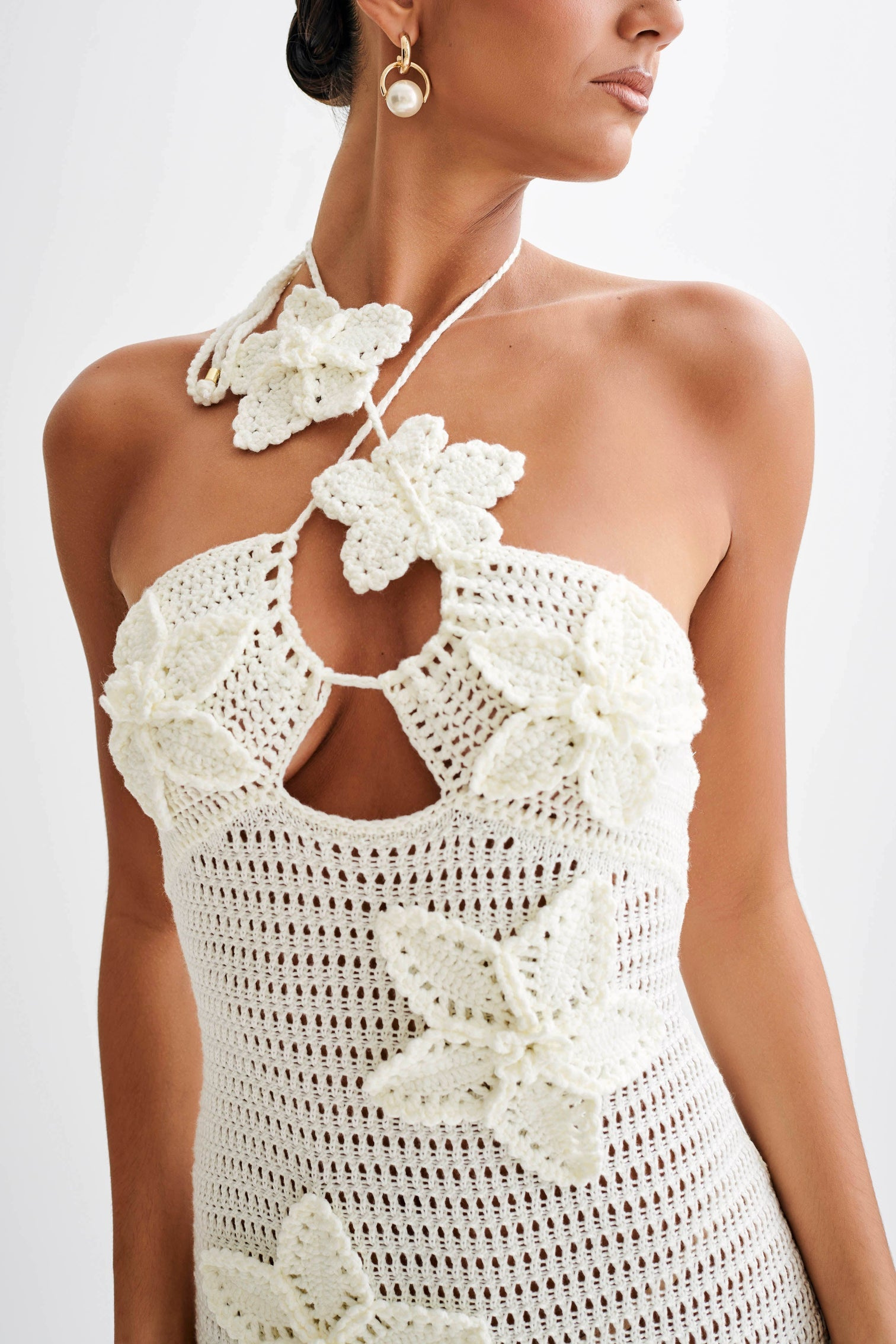 Beverly Floral Applique Crochet Maxi Dress