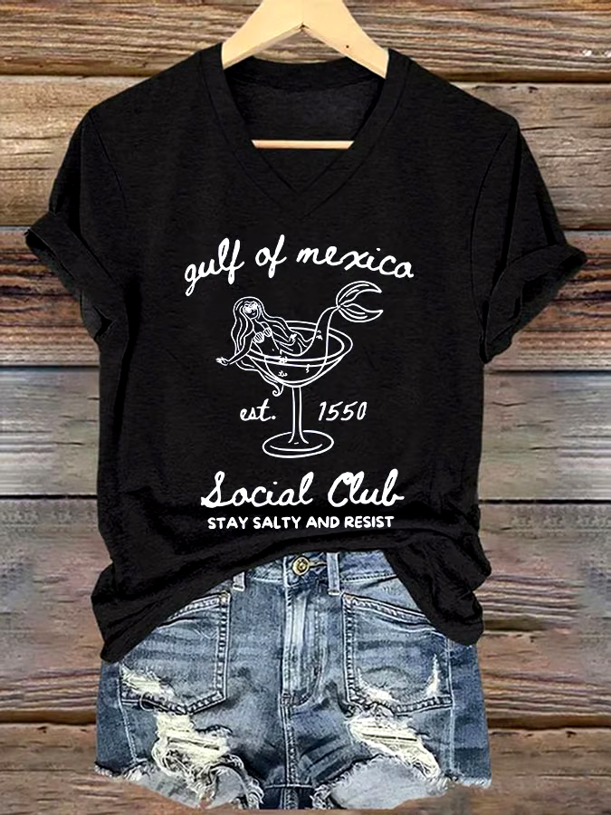 ?Buy 3 get 12% off丨Women's Gulf Of Mexico Printed V Neck T-shirt