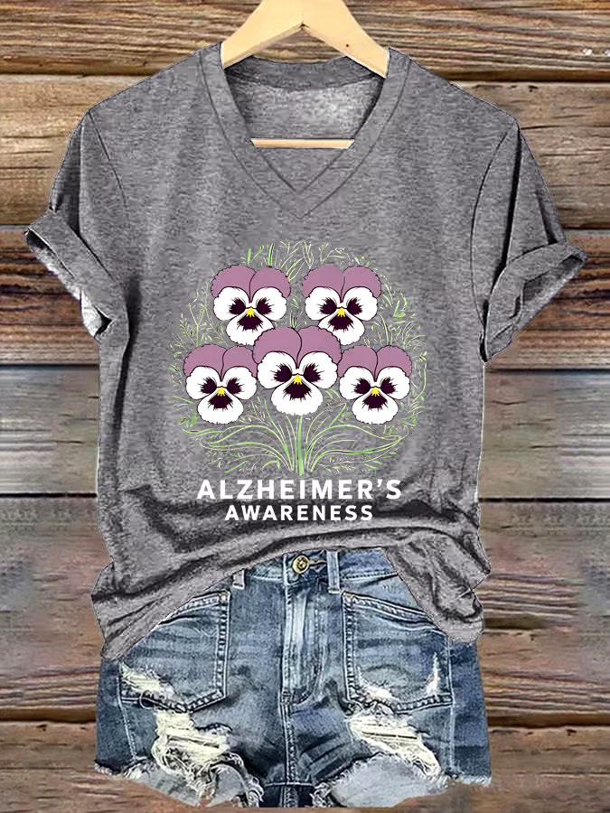 ?Buy 3 get 12% off丨Women's Alzheimer's Awareness Print Short Sleeve T-Shirt