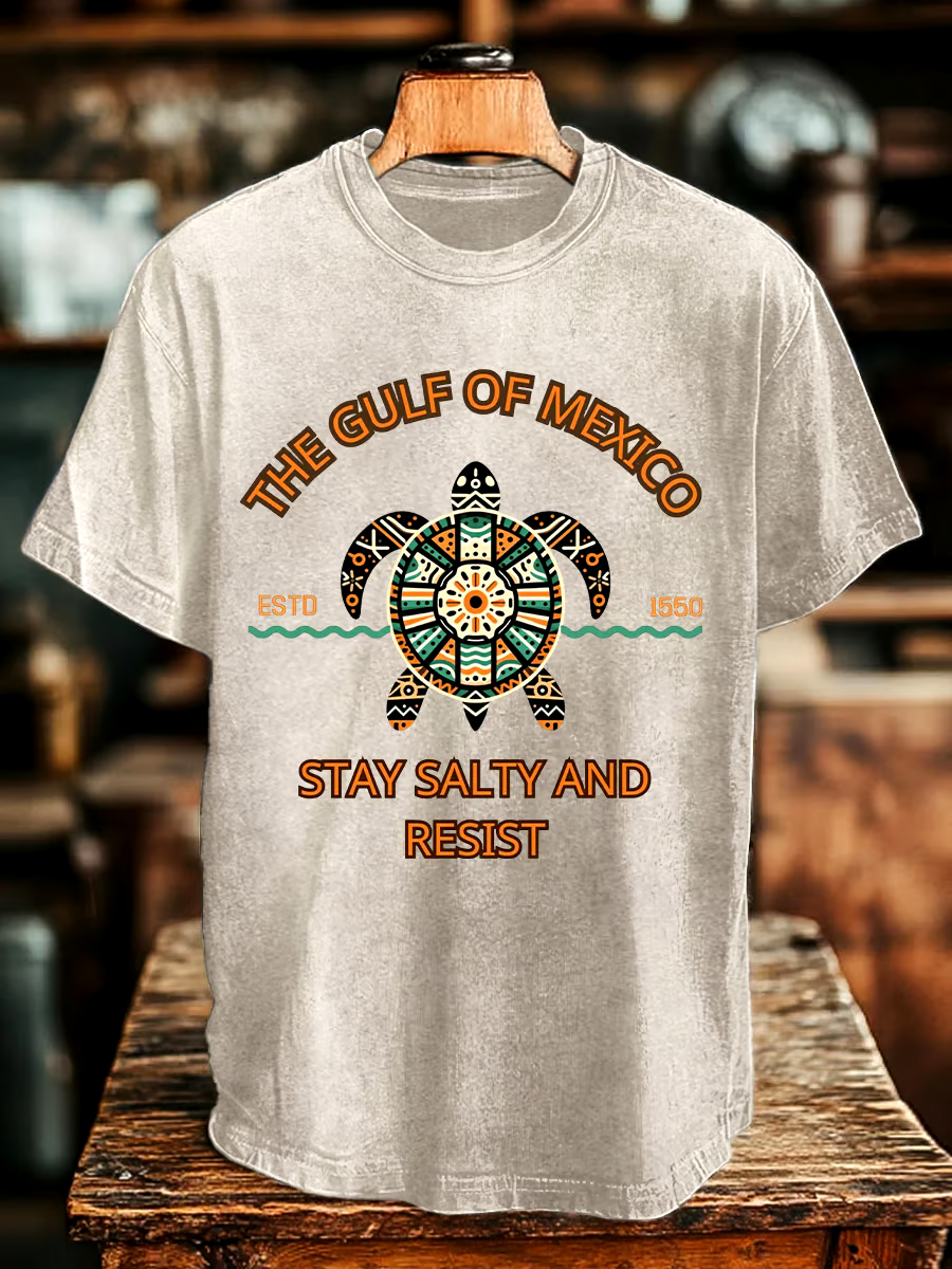?Buy 3 get 12% off丨Men's Gulf Of Mexico Printed Round Neck T-Shirt