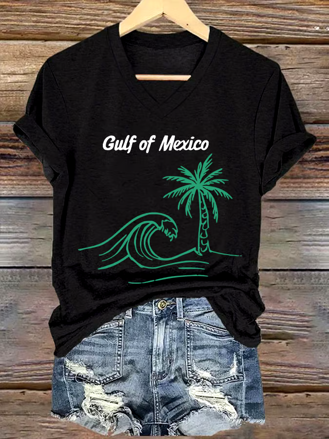 ?Buy 3 get 12% off丨Women's Gulf Of Mexico Printed V Neck T-shirt