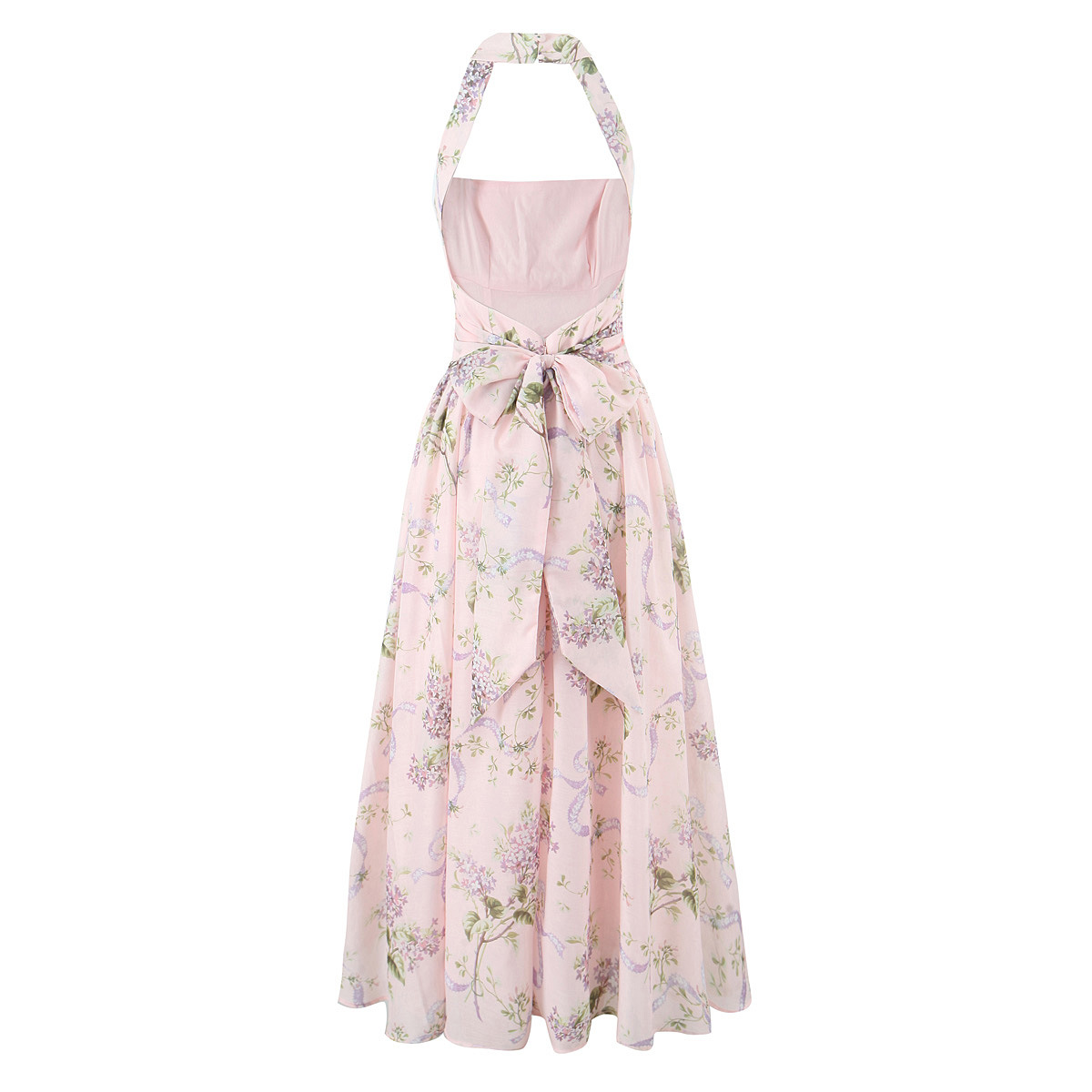 Elise Floral Print Open Back Midi Dress