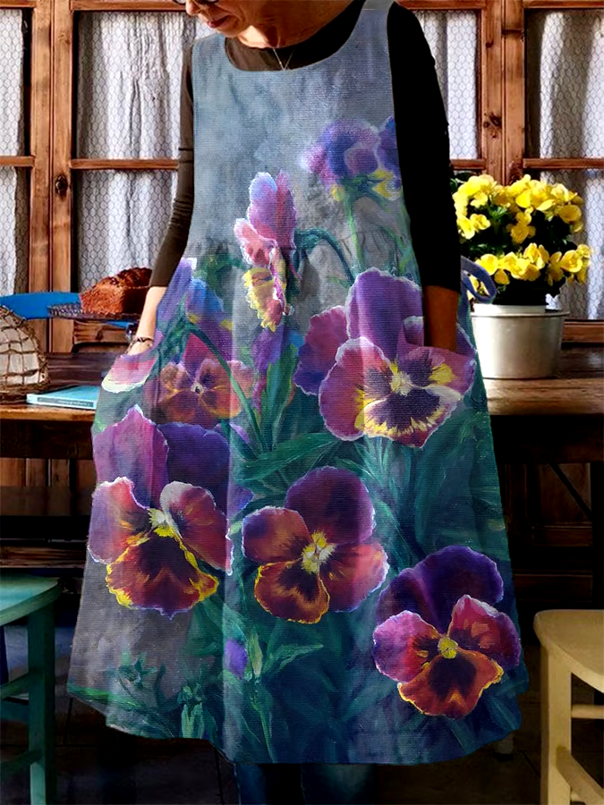 ?Buy 3 get 12% off丨Women's Loose Casual Retro Pansy Oil Painting Skirt