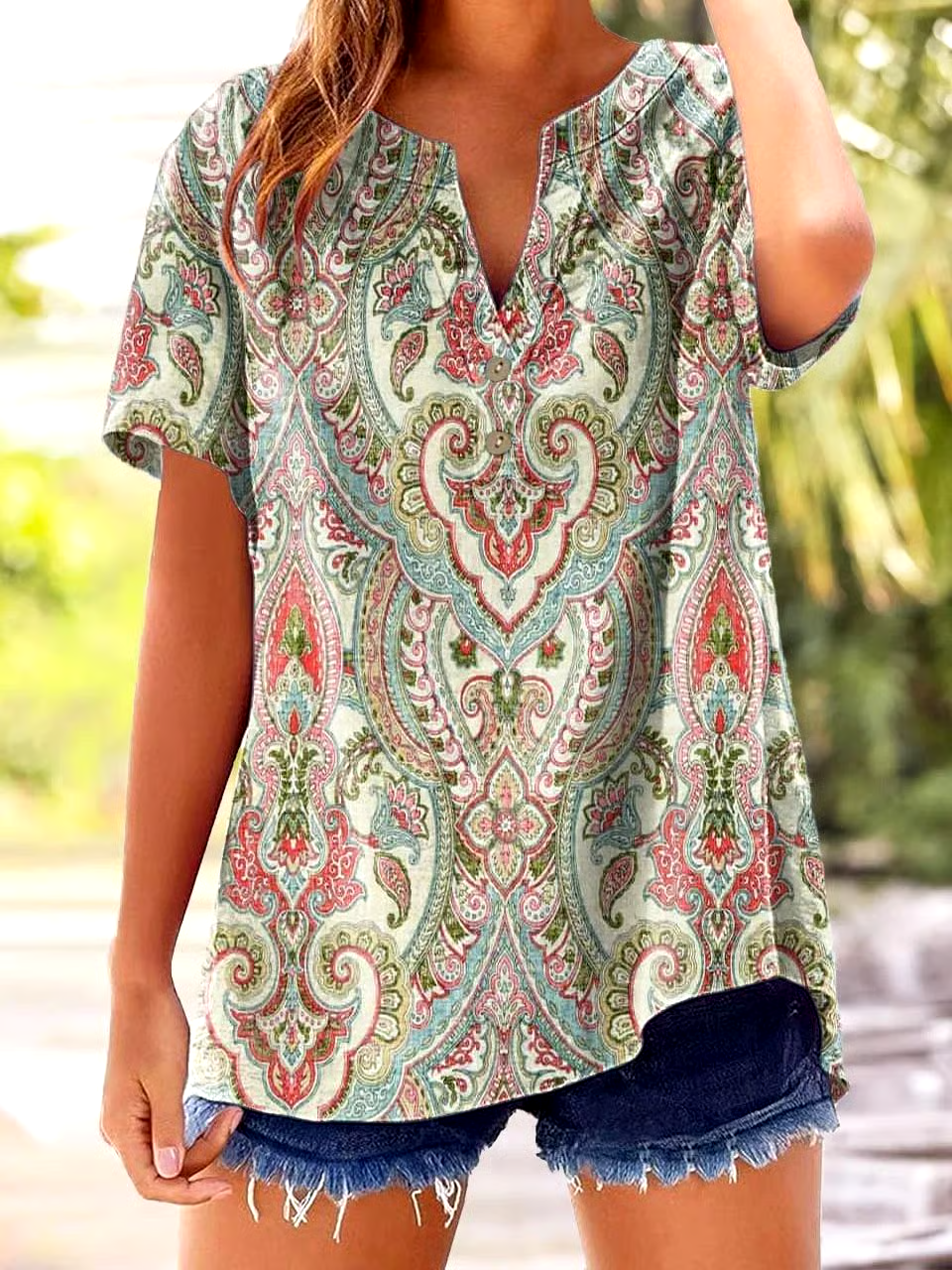 ?Buy 3 get 12% off丨Women's Casual Retro Pattern Printed Cotton And Linen Shirt