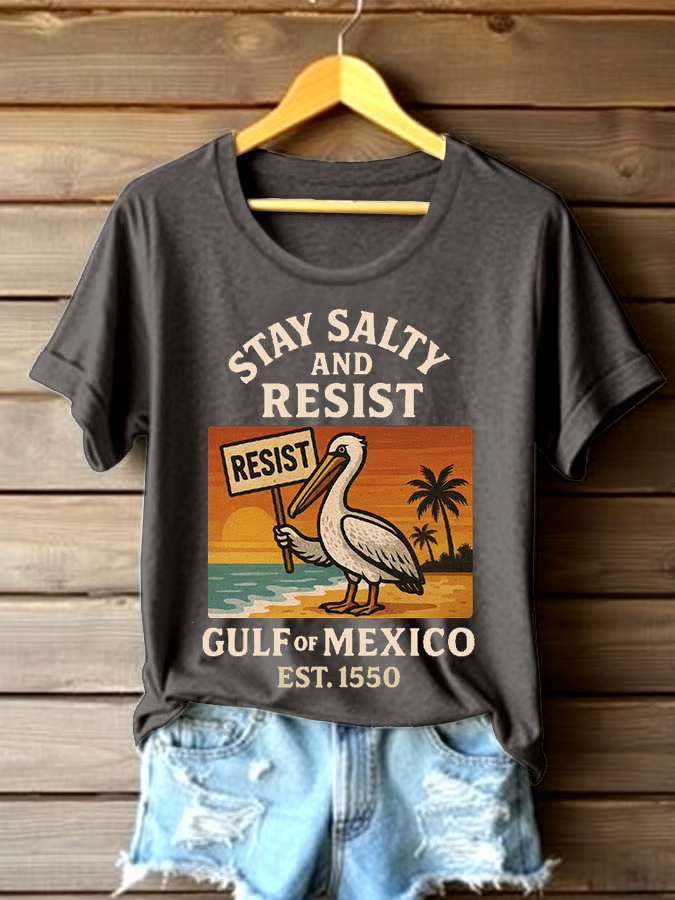 ?Buy 3 get 12% off丨Women's Gulf Of Mexico Printed Round Neck T-shirt