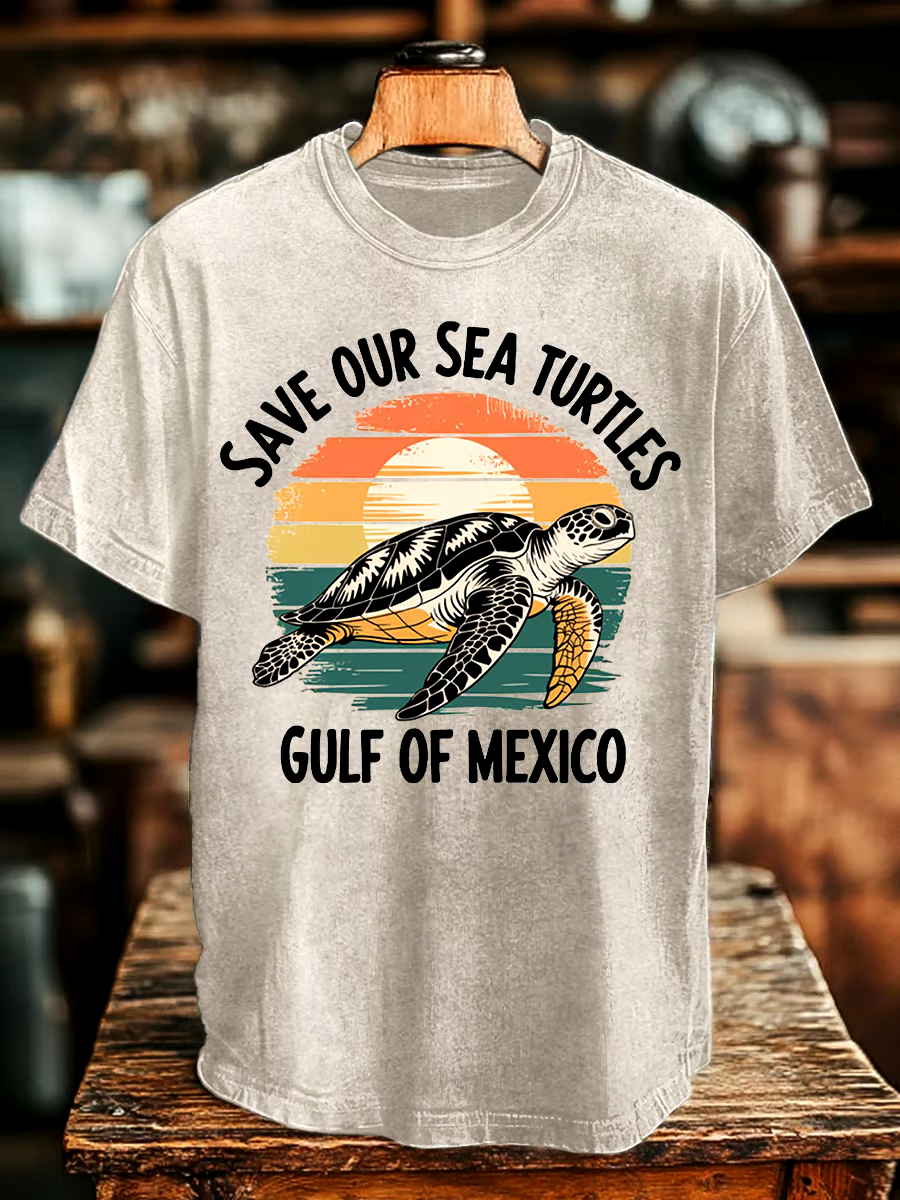?Buy 3 get 12% off丨Men's Gulf Of Mexico Printed Round Neck T-Shirt
