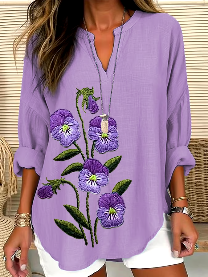 ?Buy 3 get 12% off丨Women's Purple Flower Alzheimer's Awareness Support Shirt
