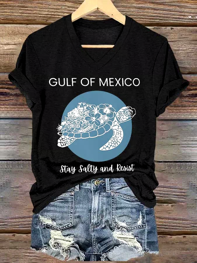 ?Buy 3 get 12% off丨Women's Gulf Of Mexico Printed V Neck T-shirt