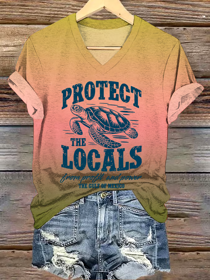 ?Buy 3 get 12% off丨Women's Gulf Of Mexico Print V Neck T-Shirt