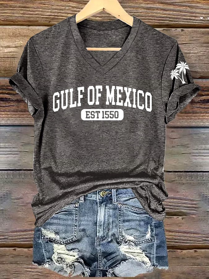 ?Buy 3 get 12% off丨Women's Gulf Of Mexico Printed V Neck T-Shirt