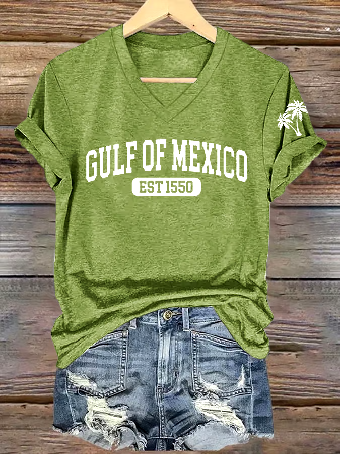 ?Buy 3 get 12% off丨Women's Gulf Of Mexico Printed V Neck T-Shirt