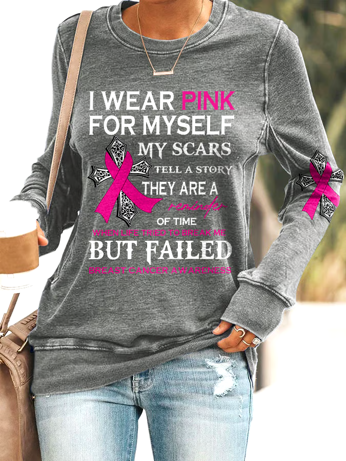 ?Buy 3 get 12% off丨Faith Breast Cancer Awareness I Wear Pink For Myself Print Sweatshirt