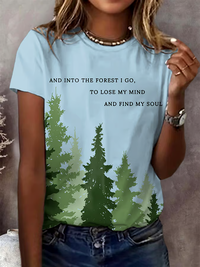 ?Buy 3 get 12% off丨Women's National Park Conservation Print Crew Neck T-Shirt