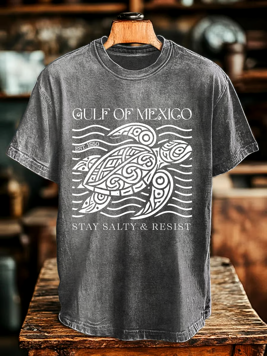 ?Buy 3 get 12% off丨Men's Gulf Of Mexico Printed Round Neck T-Shirt