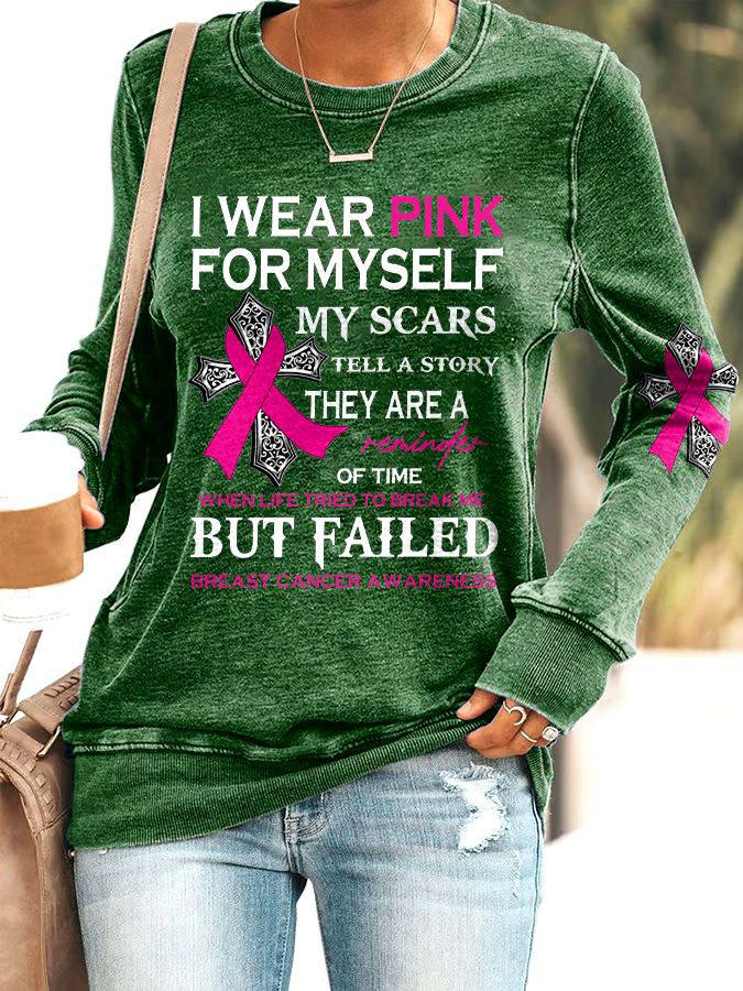 ?Buy 3 get 12% off丨Faith Breast Cancer Awareness I Wear Pink For Myself Print Sweatshirt
