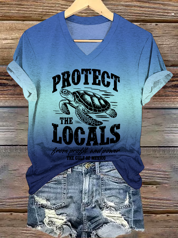 ?Buy 3 get 12% off丨Women's Gulf Of Mexico Print V Neck T-Shirt